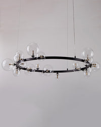 WOMO Salon Lustre Noir Rond Boules de Verre-WM2292