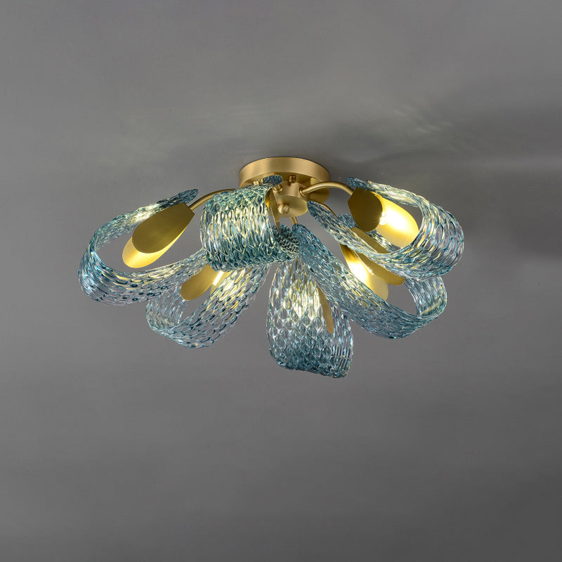 WOMO Peacock Sea Glass Semi-Flush Ceiling Light-WM1111