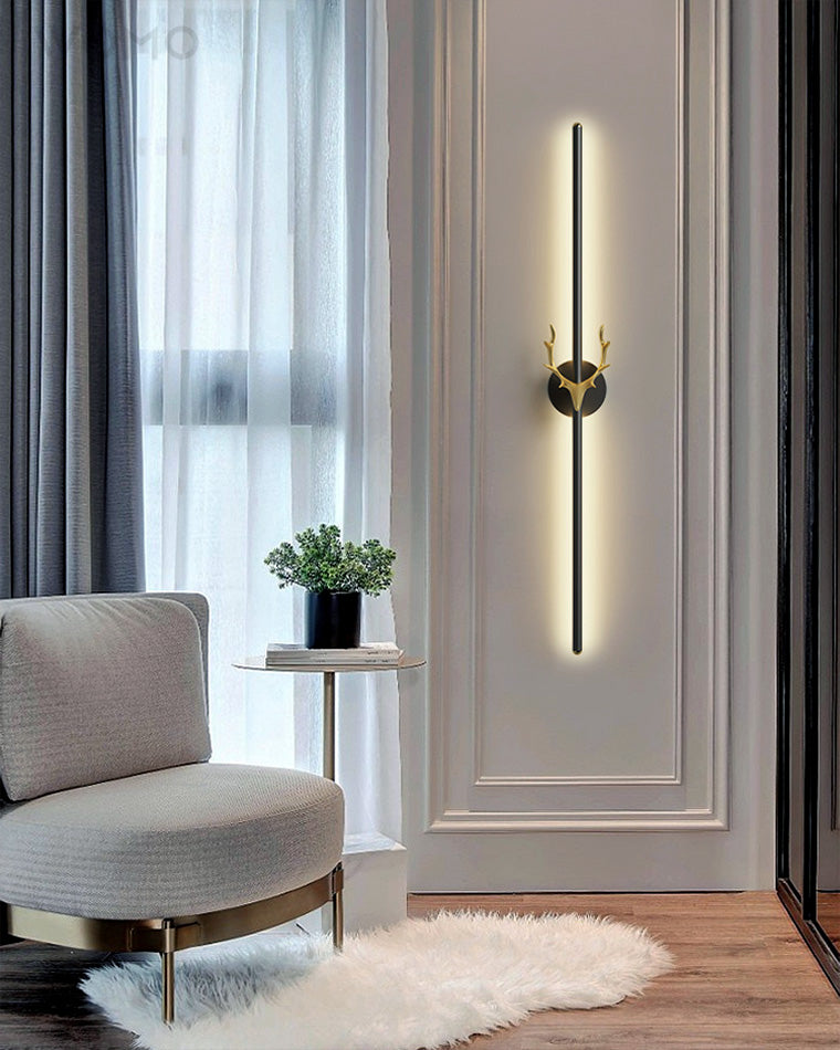 WOMO Lange Wandleuchte mit Geweih -WM6019