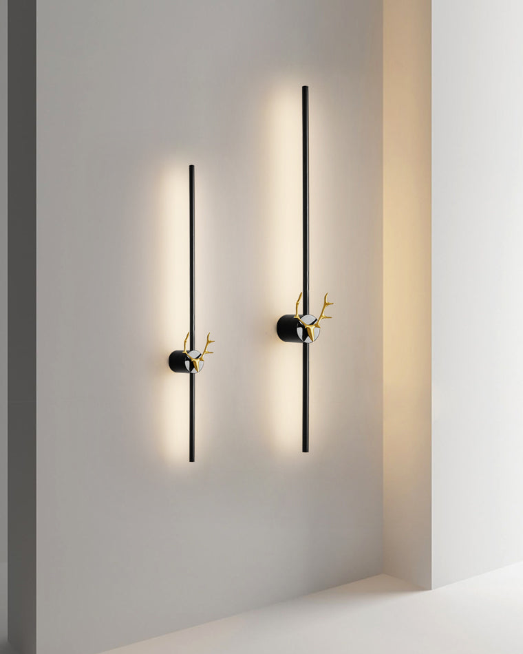 WOMO Lange Wandleuchte mit Geweih -WM6019