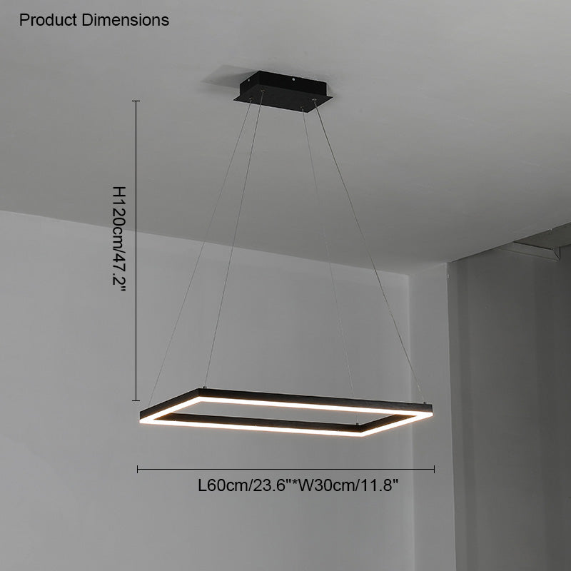 WOMO Black Tiered Rectangular Chandelier-WM2120