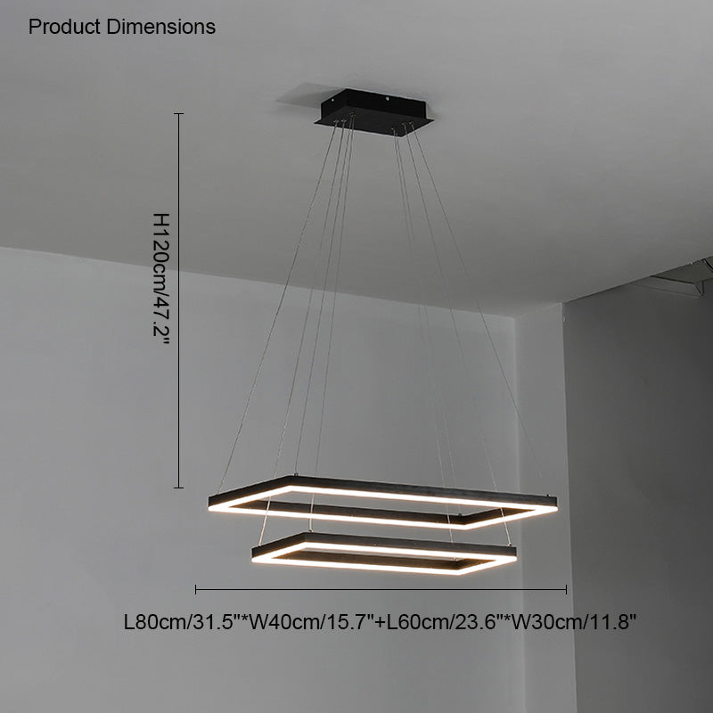 WOMO Black Tiered Rectangular Chandelier-WM2120