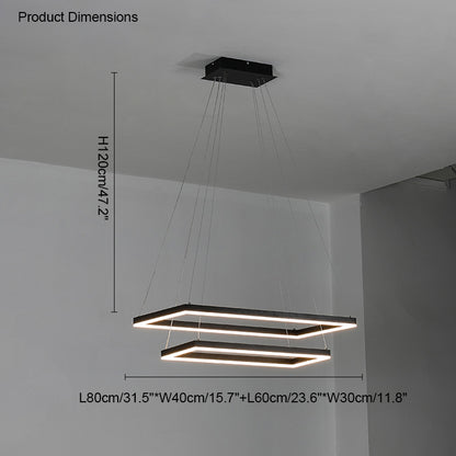 WOMO Black Tiered Rectangular Chandelier-WM2120