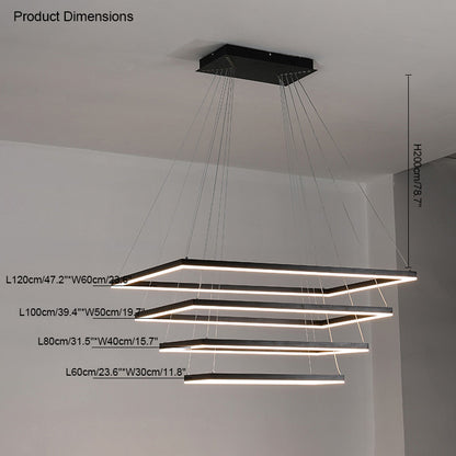 WOMO Black Tiered Rectangular Chandelier-WM2120