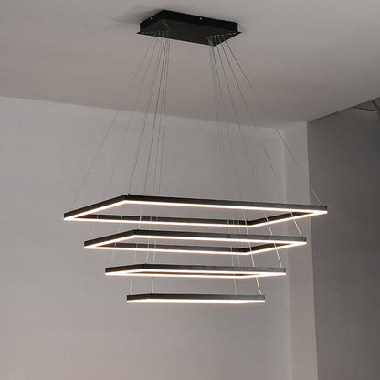 WOMO Black Tiered Rectangular Chandelier-WM2120