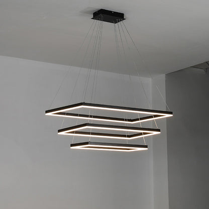 WOMO Black Tiered Rectangular Chandelier-WM2120