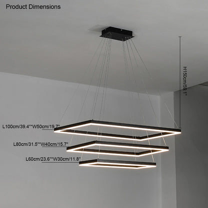 WOMO Black Tiered Rectangular Chandelier-WM2120
