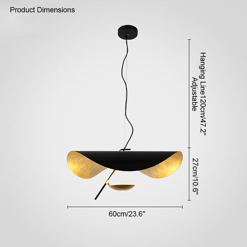 WOMO Moderne Pendelleuchte Indirekt Schwarz Gold Esstisch Metall-WM2088