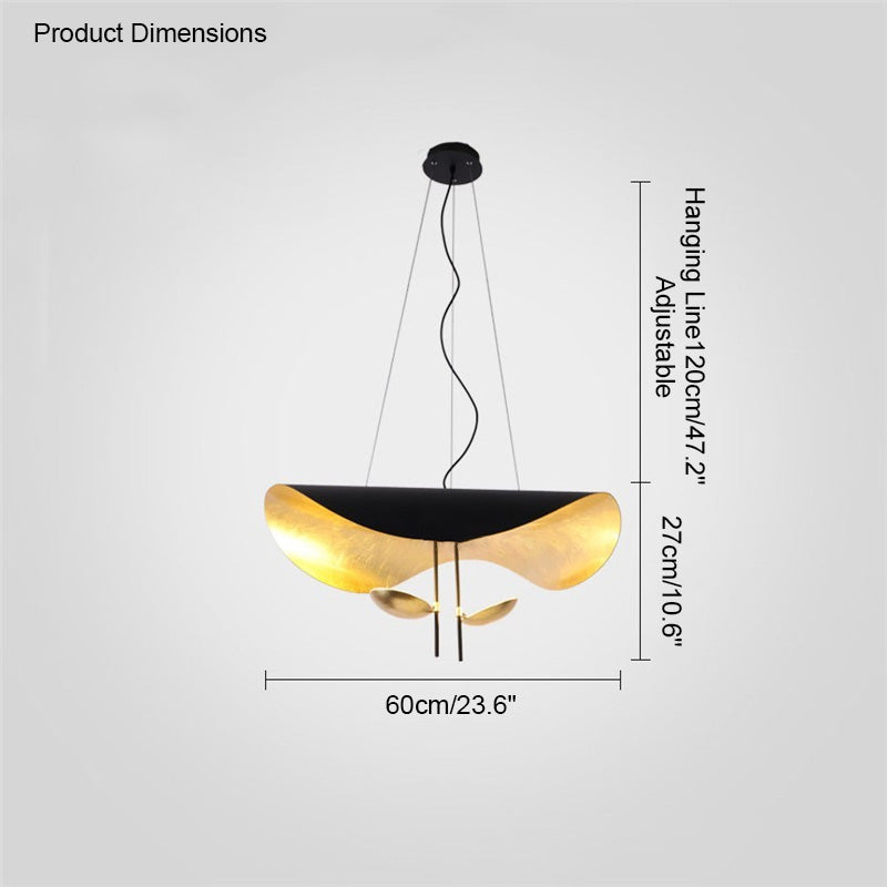 WOMO Moderne Pendelleuchte Indirekt Schwarz Gold Esstisch Metall-WM2088