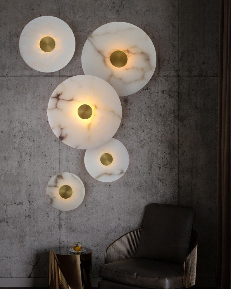 WOMO Art Deco Disc Alabaster Wall Light-WM6128