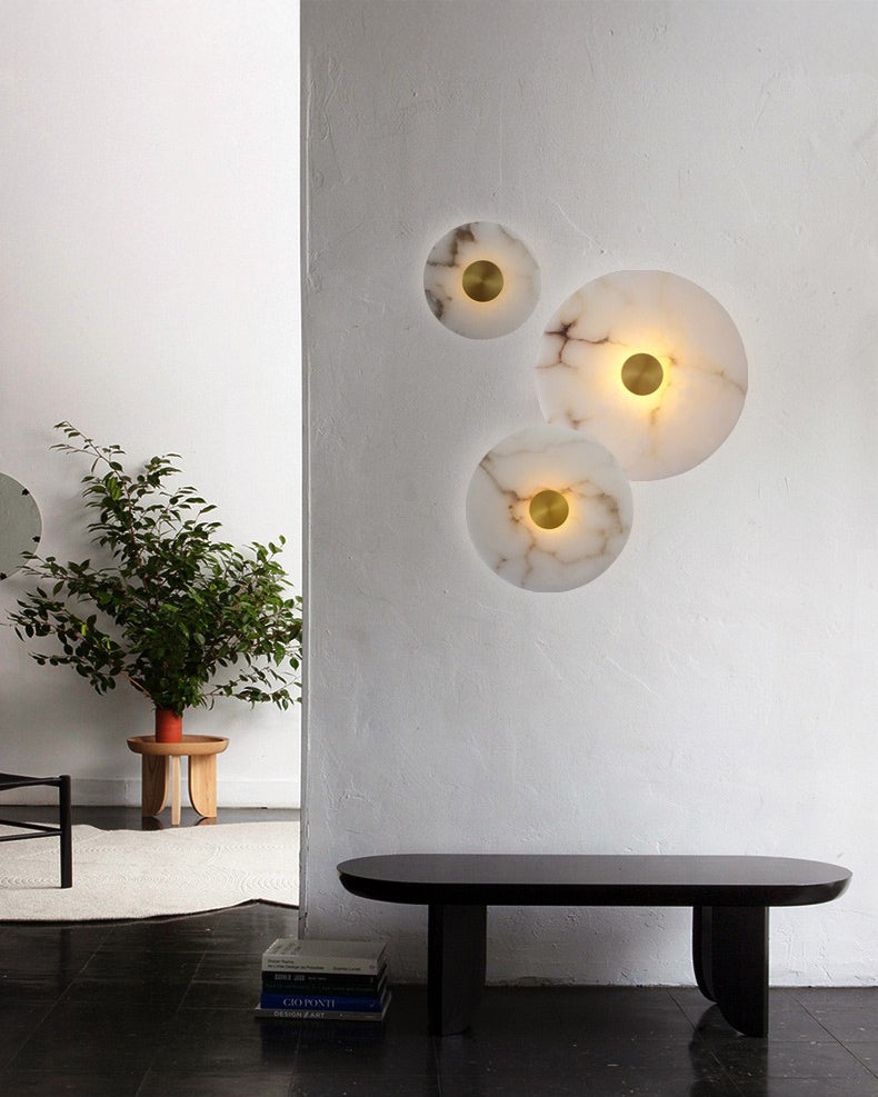 WOMO Art Deco Disc Alabaster Wall Light-WM6128