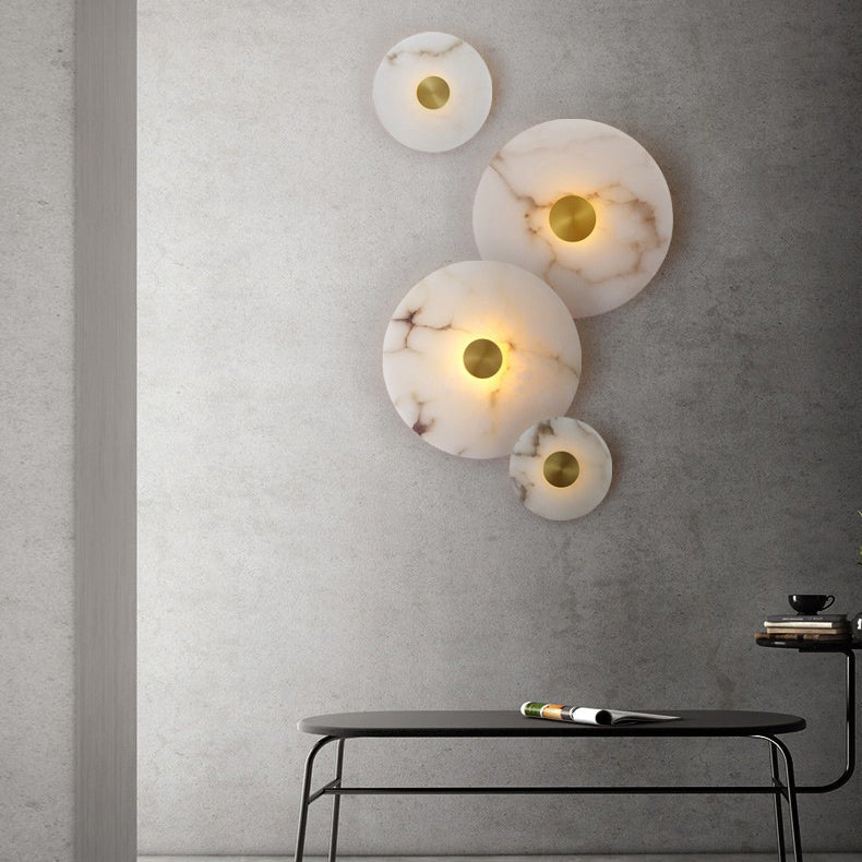 WOMO Art Deco Disc Alabaster Wall Light-WM6128