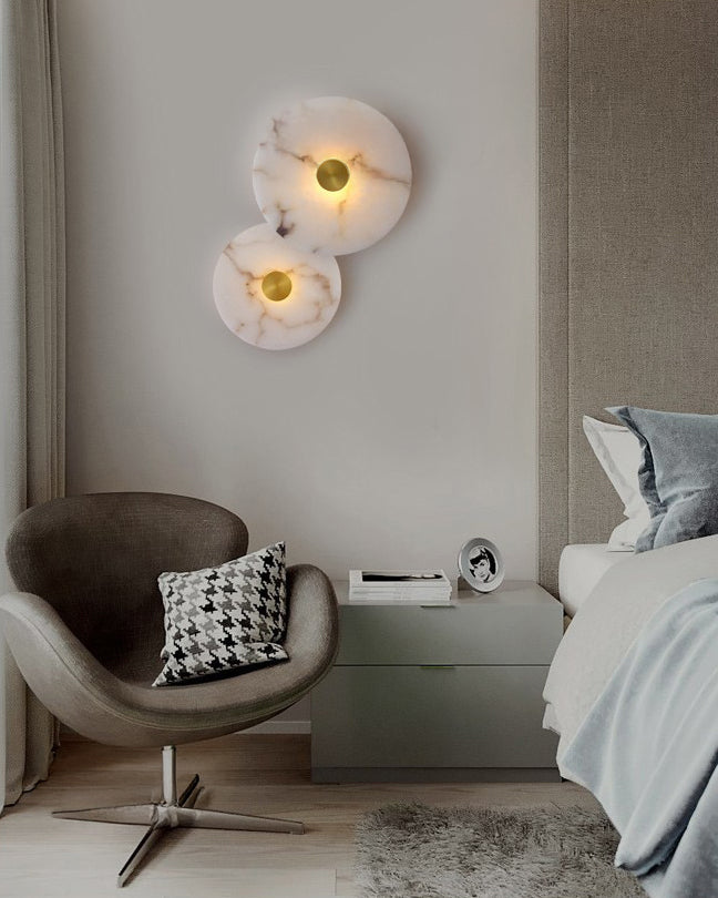 WOMO Art Deco Disc Alabaster Wall Light-WM6128