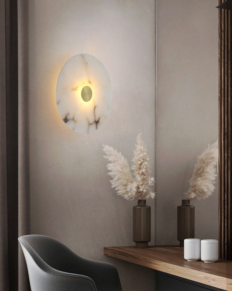 WOMO Art Deco Disc Alabaster Wall Light-WM6128