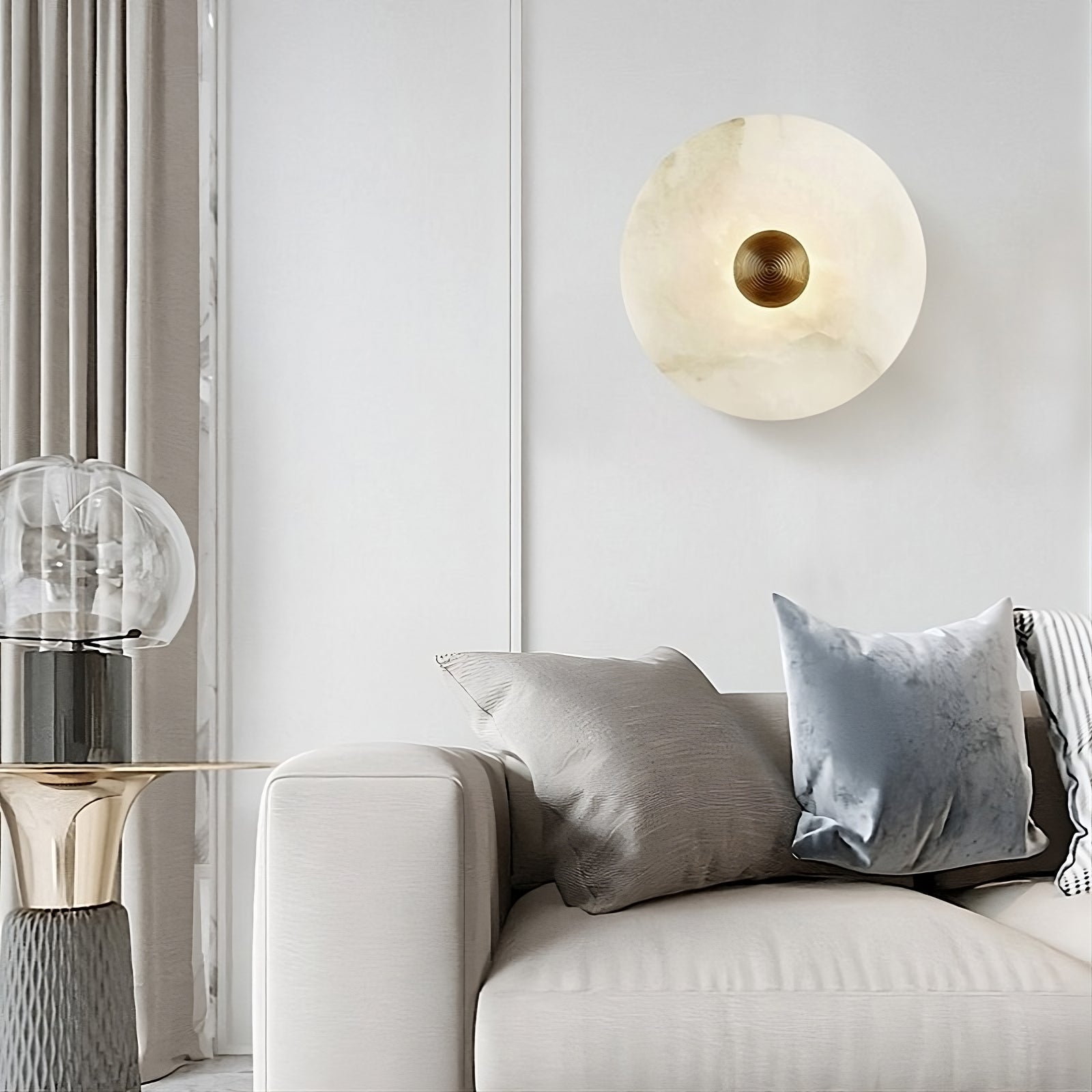WOMO Art Deco Disc Alabaster Wall Light-WM6128