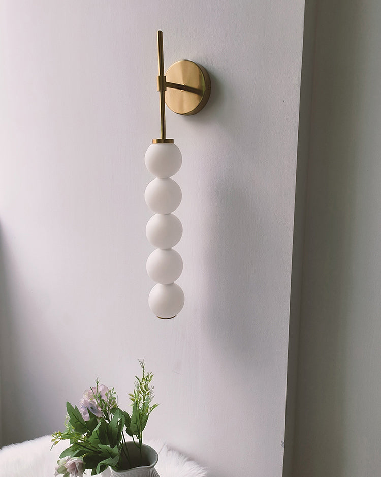WOMO Weiße Glaskugel, hohe Wandleuchte-WM6141