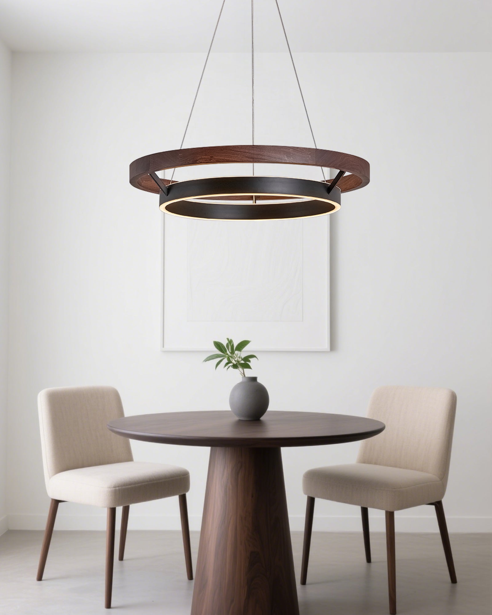WOMO LED Kronleuchter Ring Esstisch Holz Landhaus Modern-WM2492