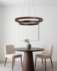 WOMO LED Chandelier Ring Dining Table Wood Country House Modern-WM2492