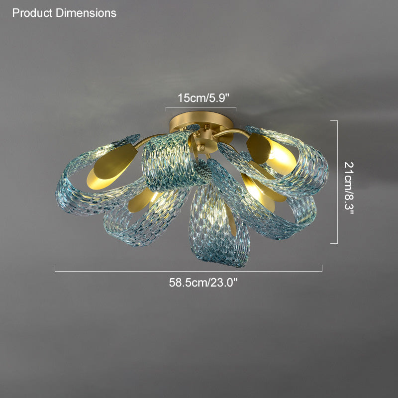 WOMO Peacock Sea Glass Semi-Flush Ceiling Light-WM1111