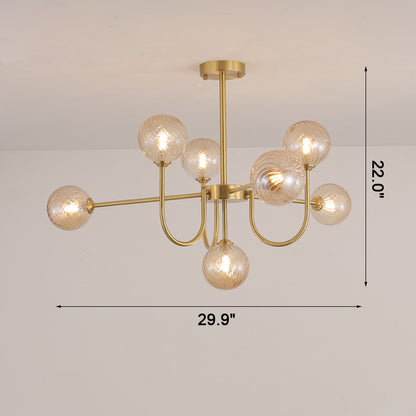WOMO Glass Globe Brass Arm Chandelier-WM2255