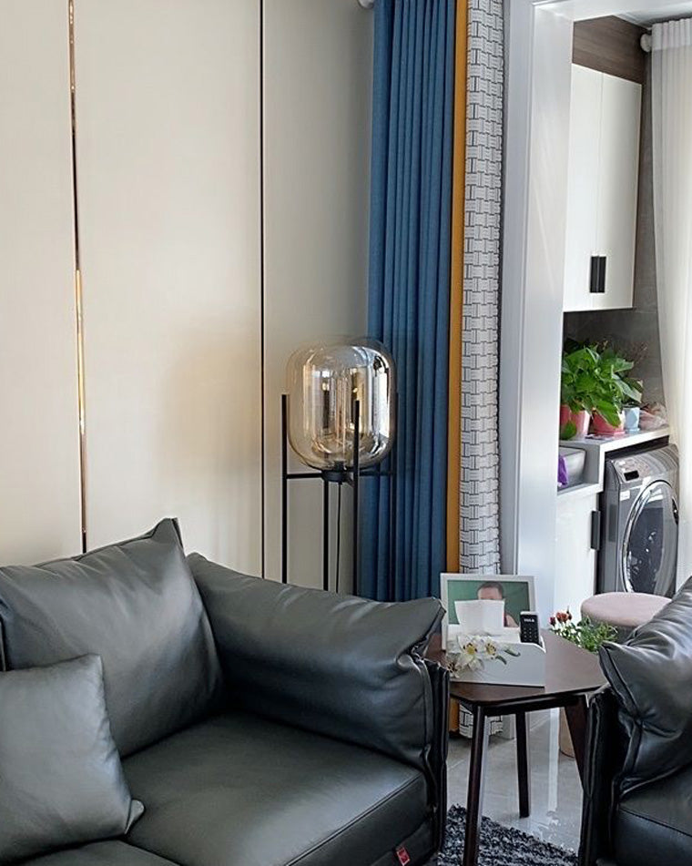 WOMO Floor Lamp with Smoked Glass Lantern-WM7015