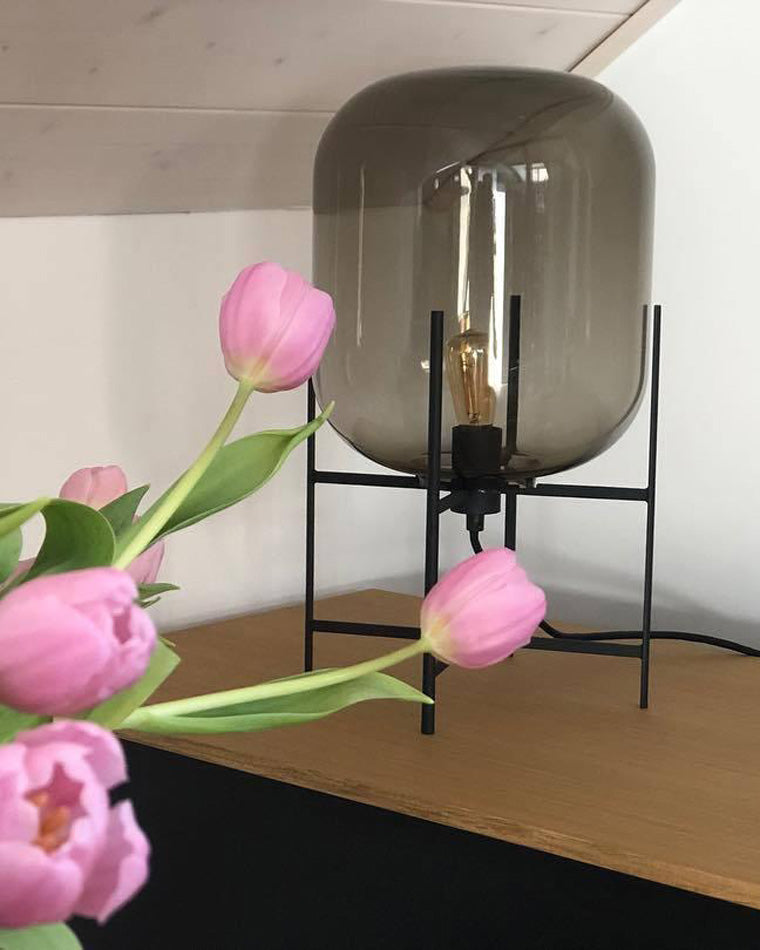 WOMO Floor Lamp with Smoked Glass Lantern-WM7015