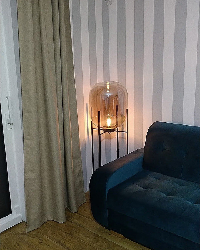 WOMO Floor Lamp with Smoked Glass Lantern-WM7015