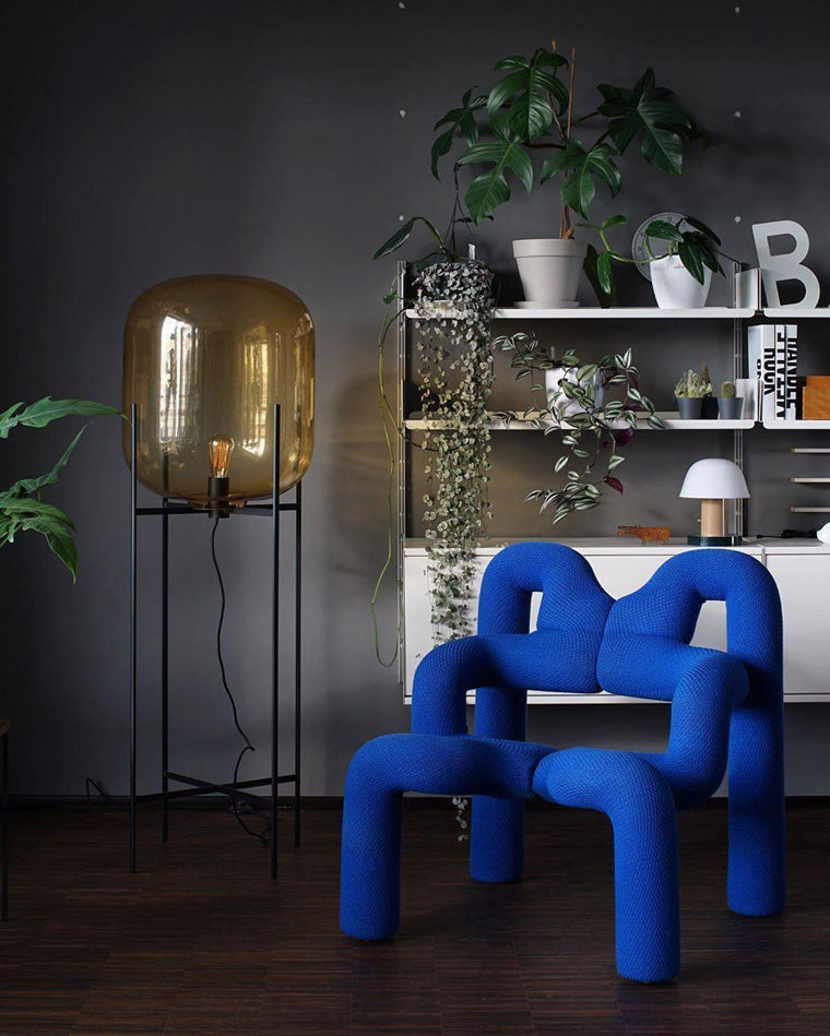 WOMO Floor Lamp with Smoked Glass Lantern-WM7015
