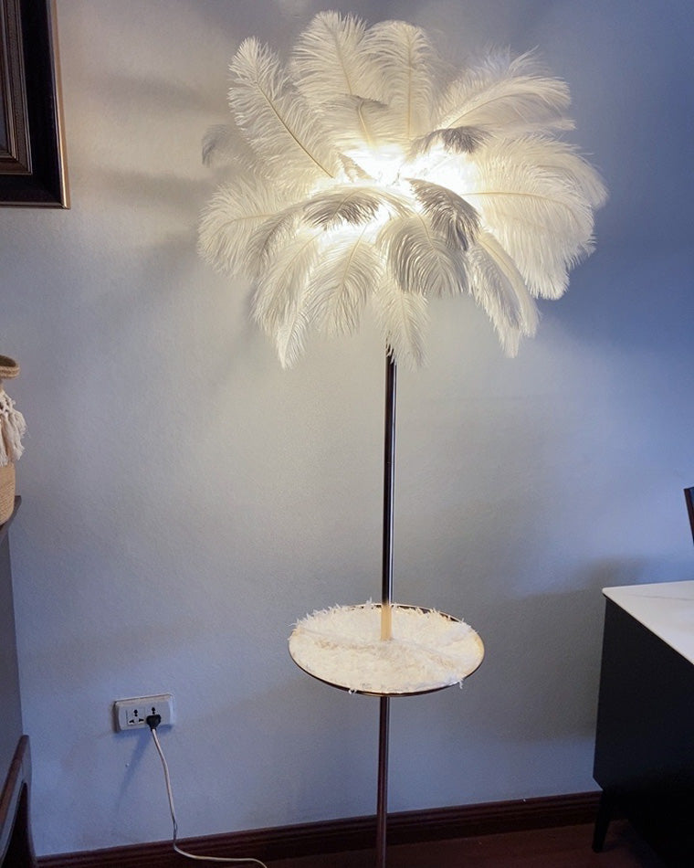 WOMO Federpalmen-Stehlampe mit Tablett-WM7052