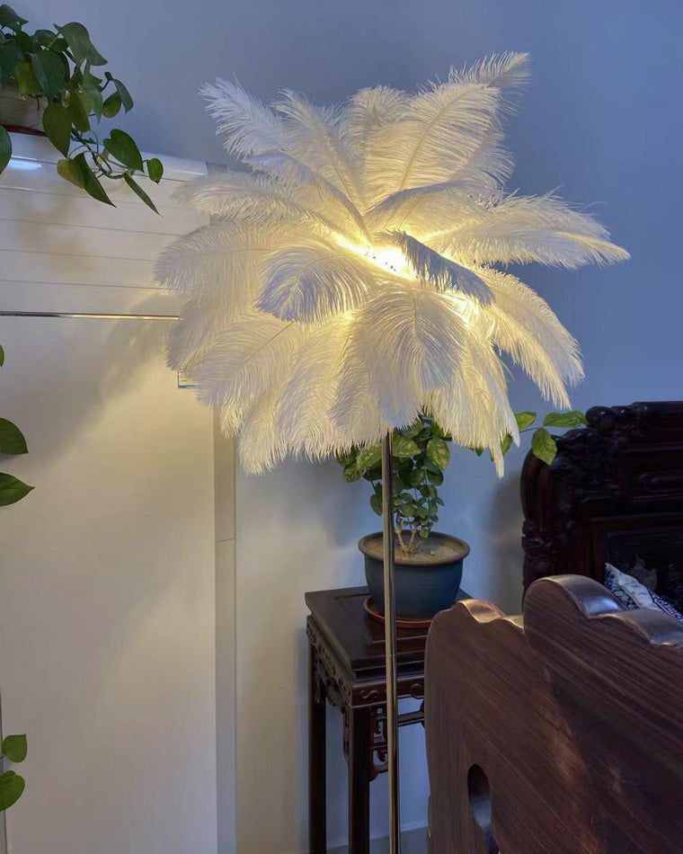 WOMO Federpalmen-Stehlampe mit Tablett-WM7052