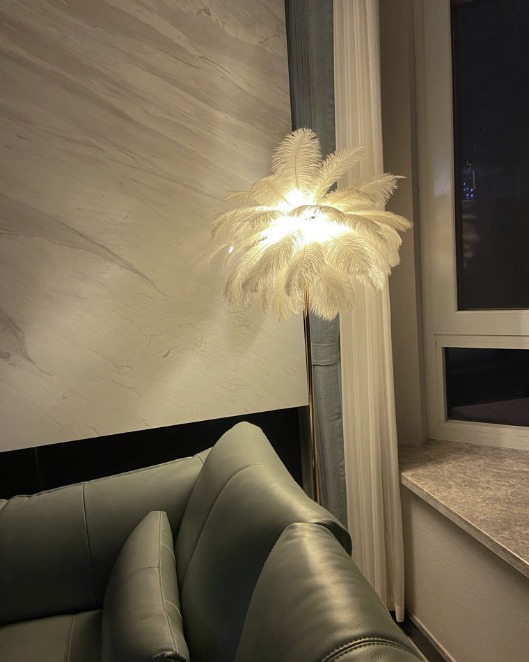 WOMO Federpalmen-Stehlampe mit Tablett-WM7052