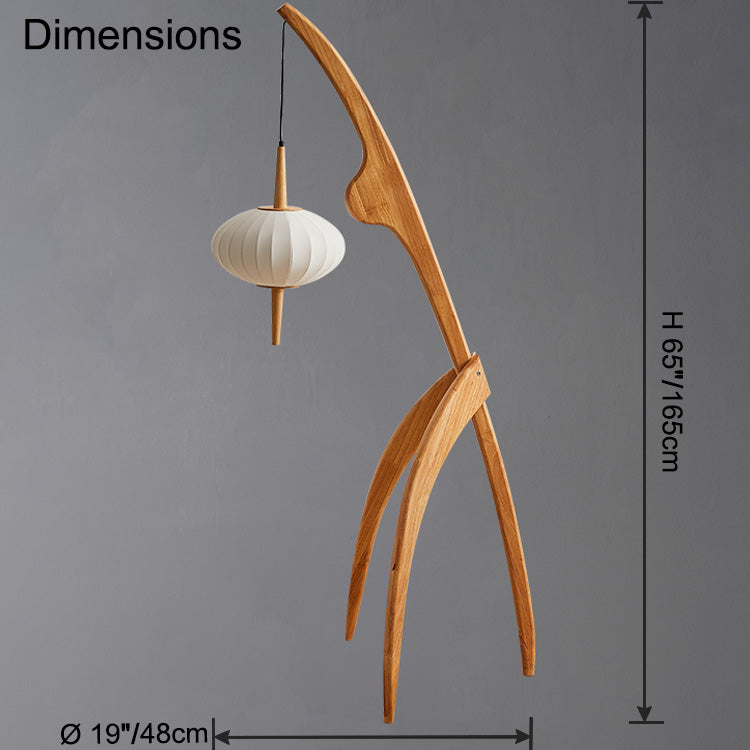 WOMO Flying Saucer Dreibein-Stehlampe aus Holz-WM7136