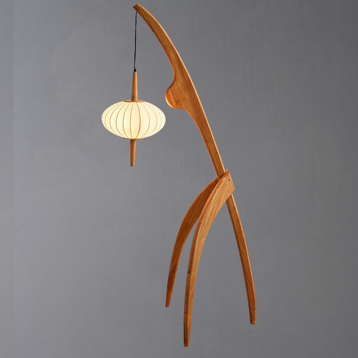 WOMO Flying Saucer Dreibein-Stehlampe aus Holz-WM7136
