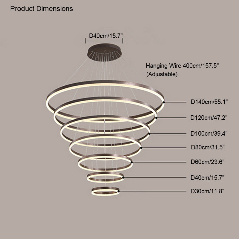 WOMO Tiered Ring LED Chandelier-WM2159