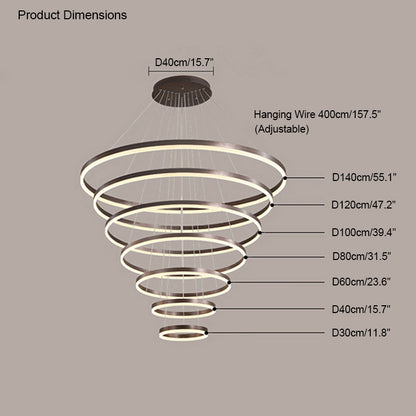 WOMO Tiered Ring LED Chandelier-WM2159