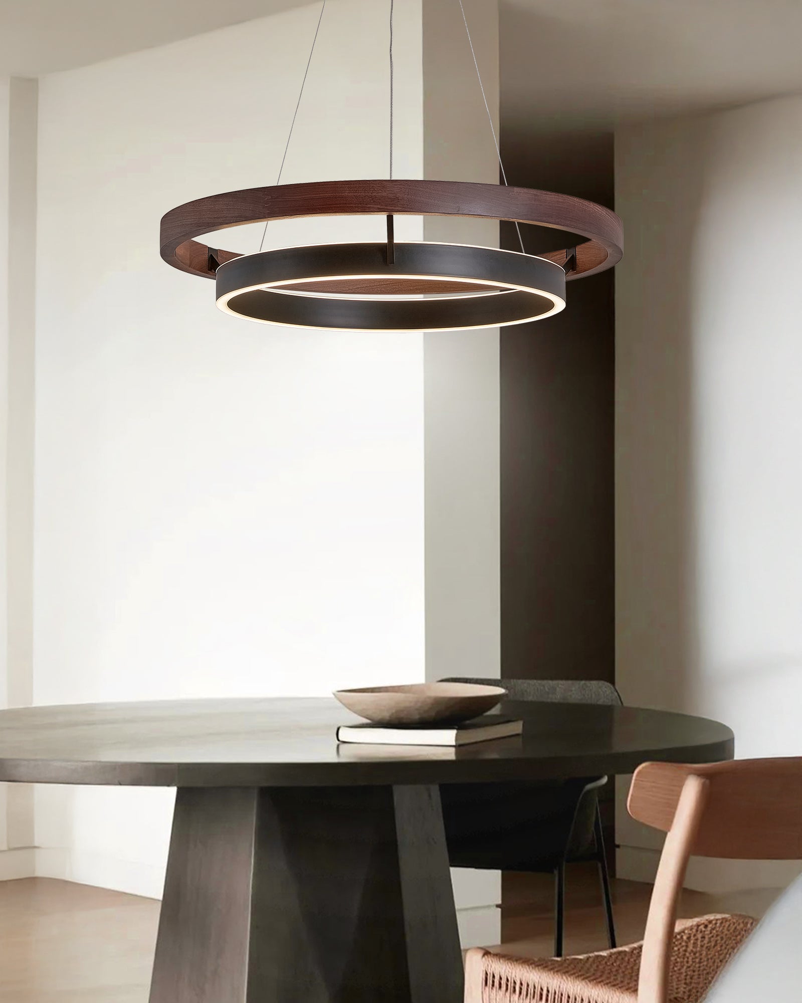 WOMO LED Kronleuchter Ring Esstisch Holz Landhaus Modern-WM2492