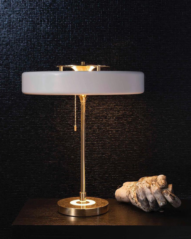 WOMO Mid-Century Runde Tischlampe mit Zugkette-WM8009
