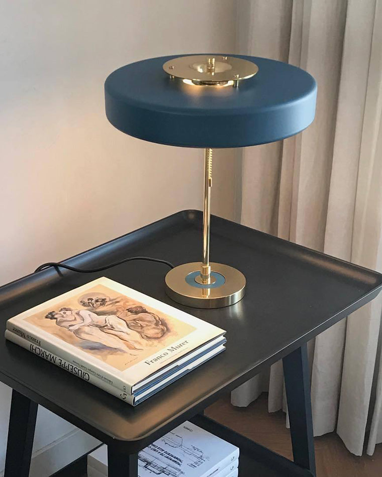 WOMO Mid-Century Runde Tischlampe mit Zugkette-WM8009