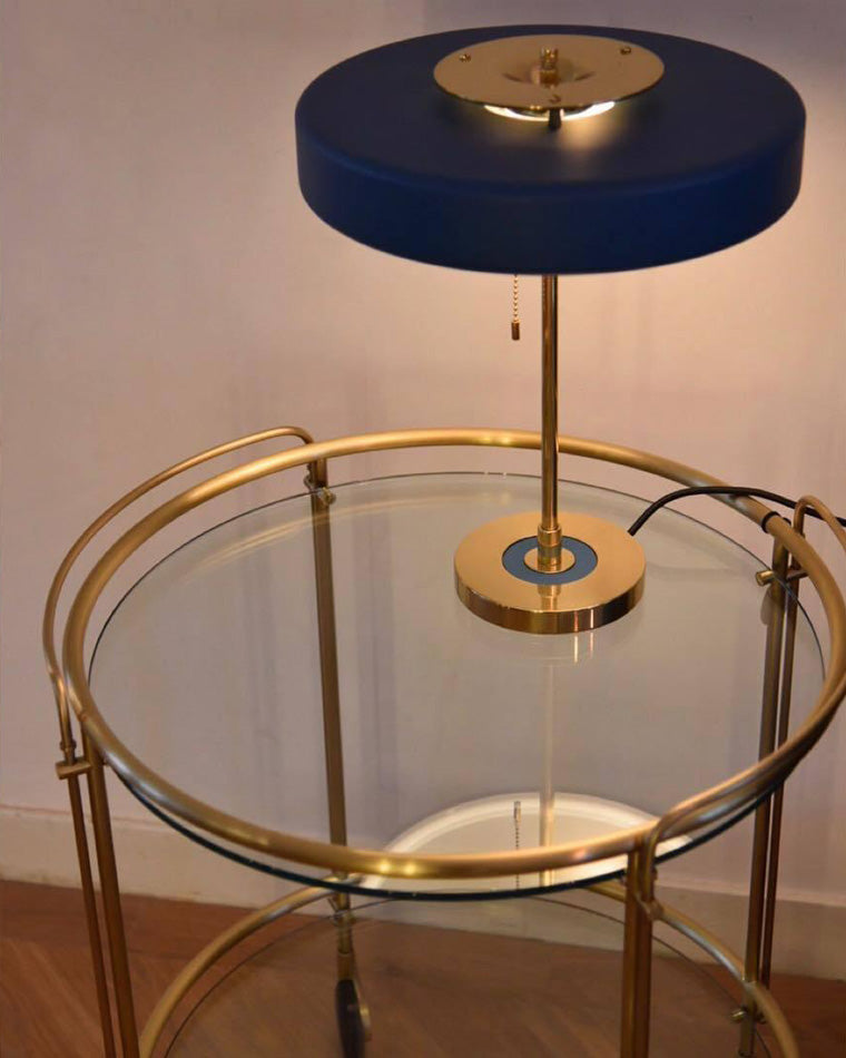 WOMO Mid-Century Runde Tischlampe mit Zugkette-WM8009