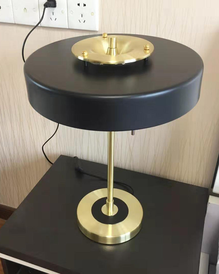 WOMO Mid-Century Runde Tischlampe mit Zugkette-WM8009