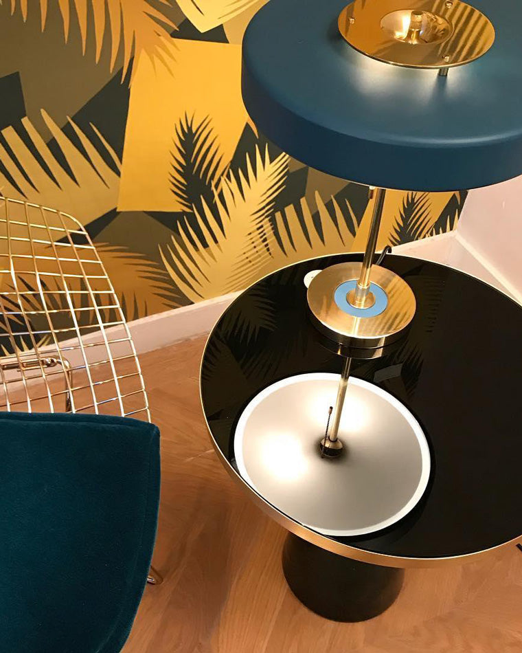 WOMO Mid-Century Runde Tischlampe mit Zugkette-WM8009