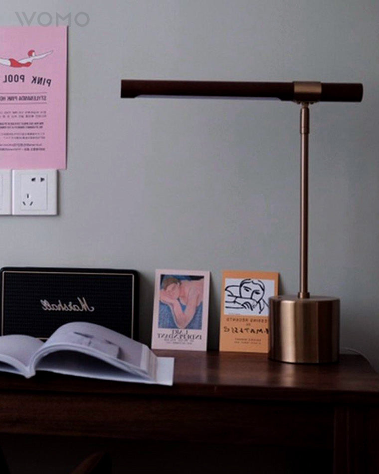 WOMO Table Lamp in Walnut Finish with Arm – WM8010