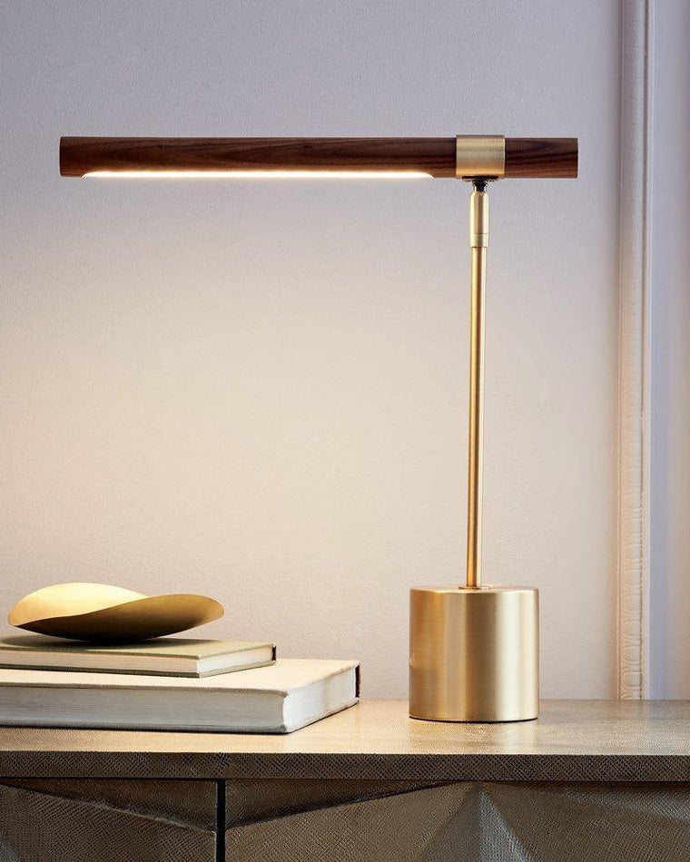 WOMO Table Lamp in Walnut Finish with Arm – WM8010