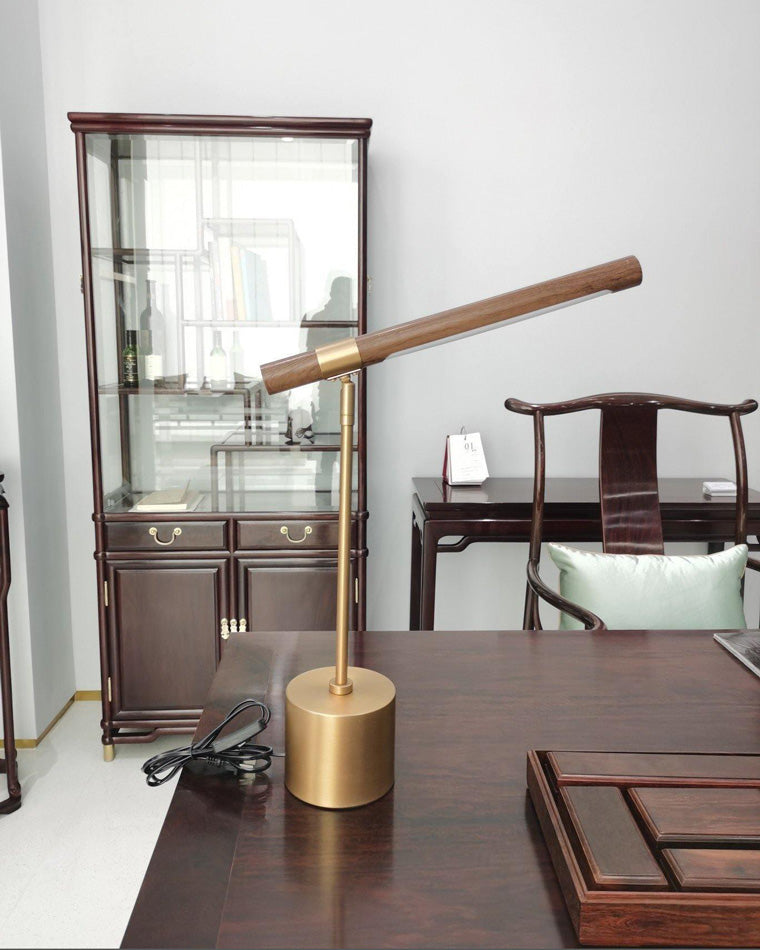 WOMO Table Lamp in Walnut Finish with Arm – WM8010