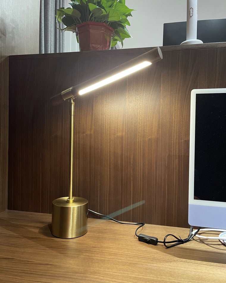 WOMO Table Lamp in Walnut Finish with Arm – WM8010