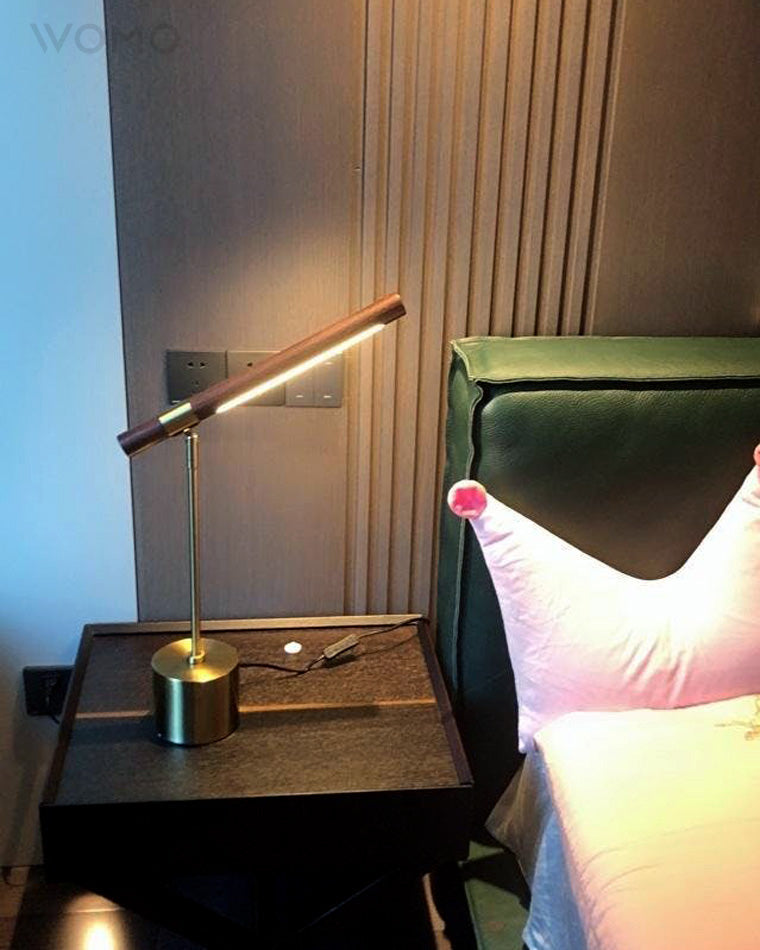 WOMO Table Lamp in Walnut Finish with Arm – WM8010
