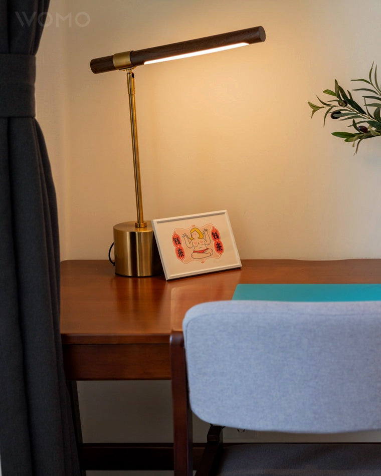 WOMO Table Lamp in Walnut Finish with Arm – WM8010