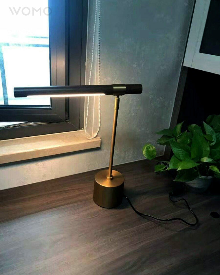 WOMO Table Lamp in Walnut Finish with Arm – WM8010