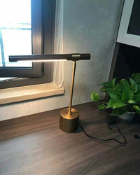 WOMO Tischleuchte in Walnussoptik mit Ausleger – WM8010