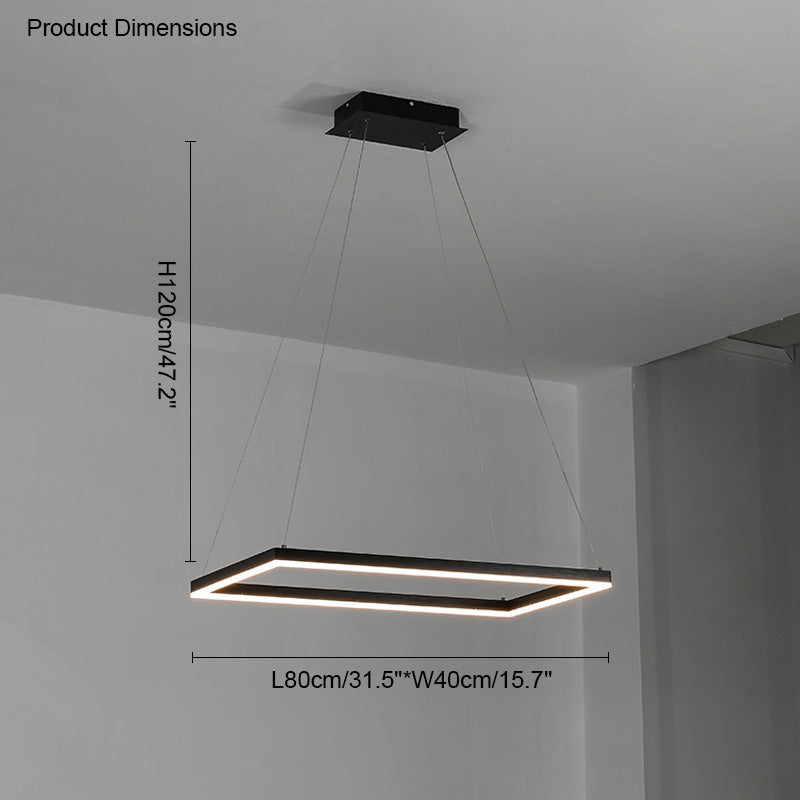 WOMO Black Tiered Rectangular Chandelier-WM2120